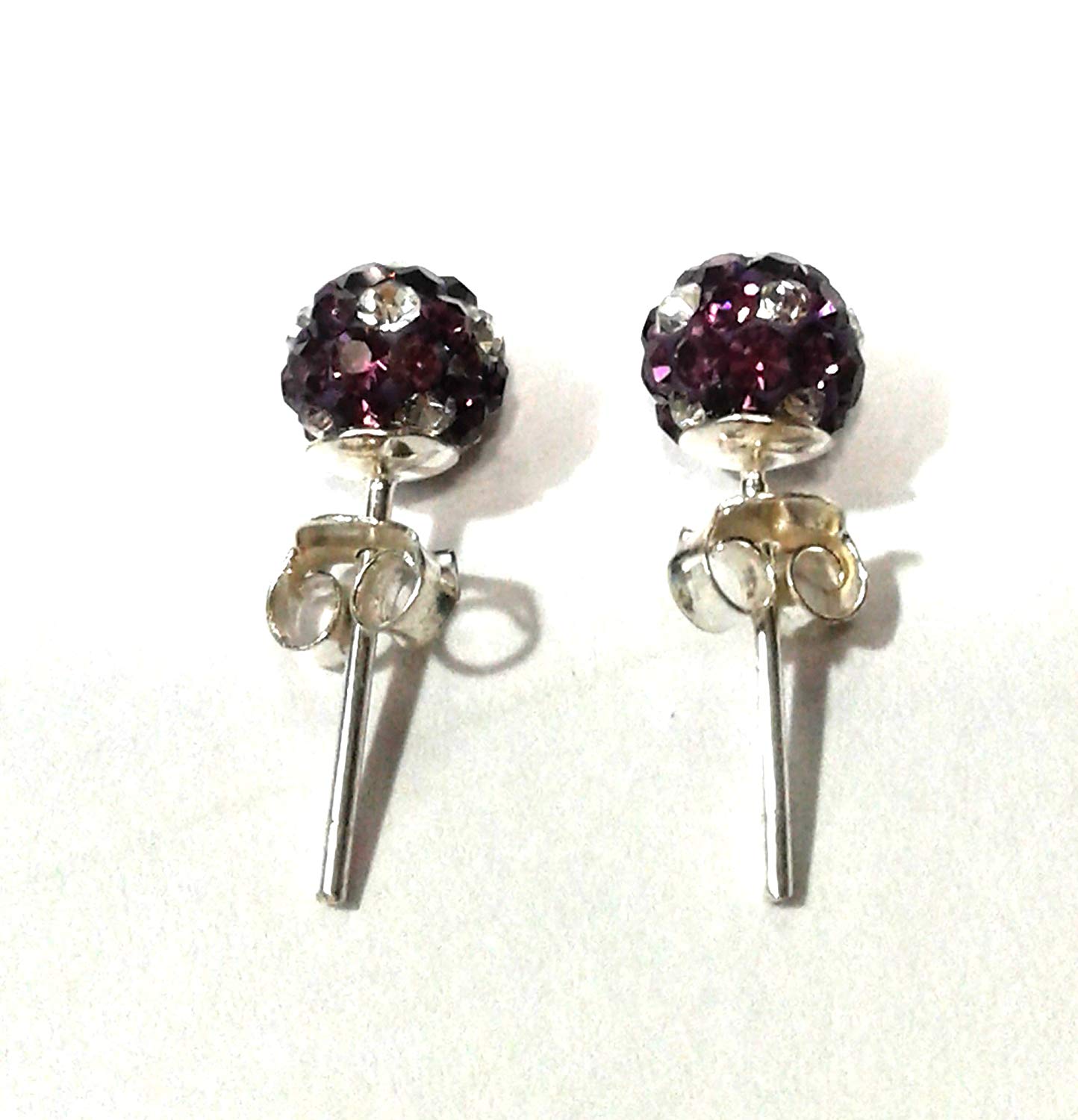 atjewels Round Cut Crystal Sterling Silver Pave Ball Stud Earrings, Crystal Fireball Disco Ball Earrings 1 Pair For Girl's and Women's Fancy Party Wear Earrings - atjewels.in