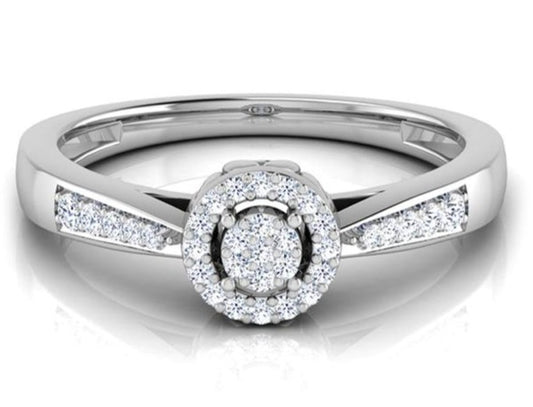 0.13 CT 925 Sterling Silver Round Cut Diamond Engagement Wedding Ring