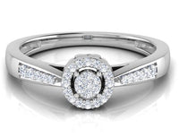 0.13 CT 925 Sterling Silver Round Cut Diamond Engagement Wedding Ring