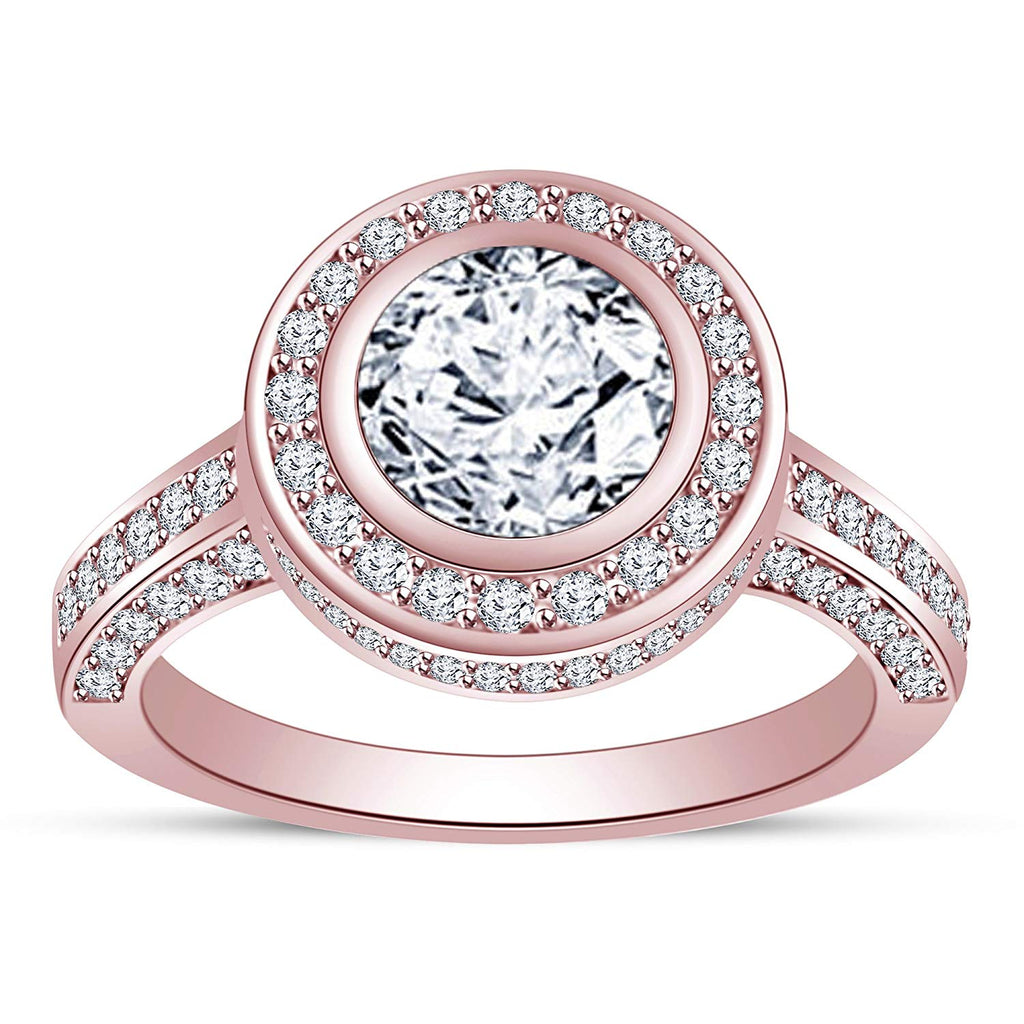 atjewels 18K Rose Gold Over Solid 925 Sterling Silver Round cut White CZ Solitaire with Accents Ring Free Size MOTHER'S DAY SPECIAL OFFER - atjewels.in