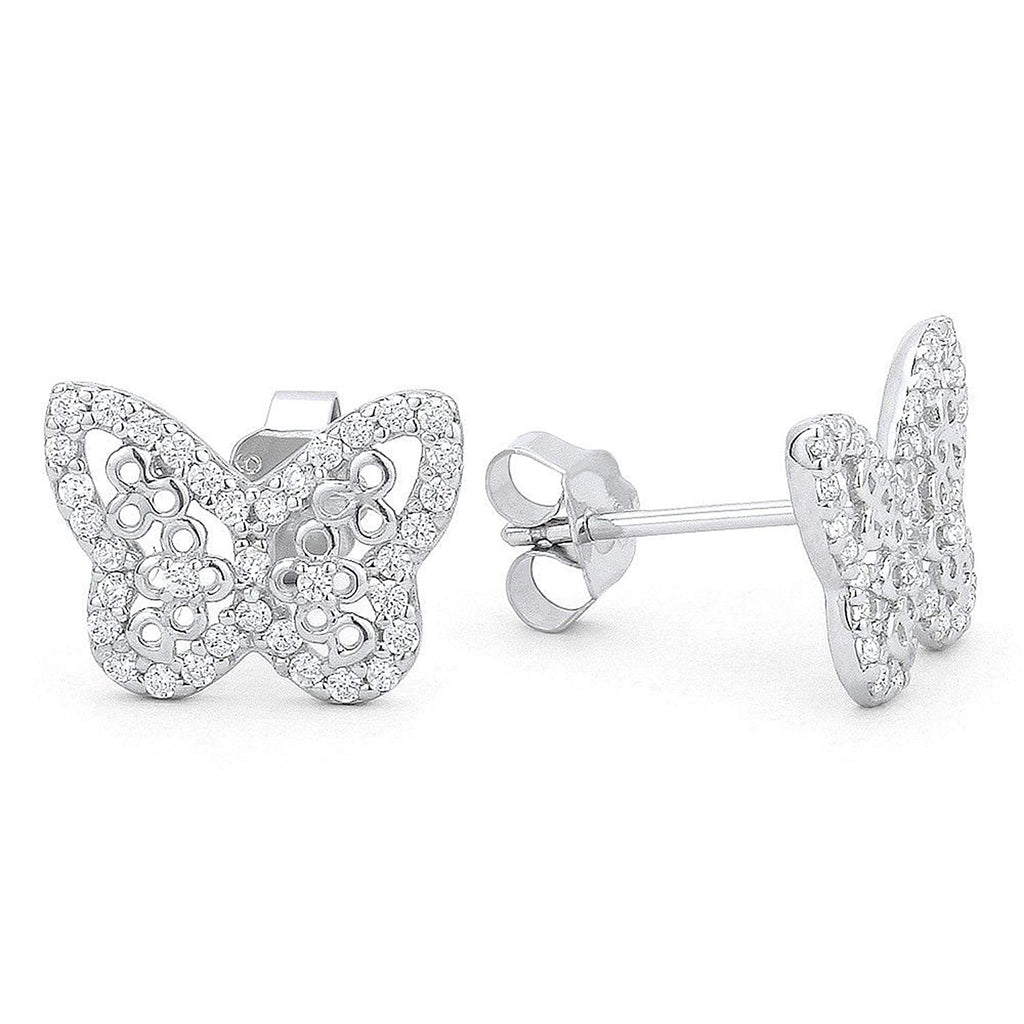 atjewels Round Cut White CZ .925 Sterling Silver Butterfly Stud Earrings For Women's & Girl's For MOTHER'S DAY SPECIAL OFFER - atjewels.in