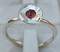 0.15 CT Round Cut Red Garnet 925 Sterling Silver Women Solitaire Anniversary Gift Ring