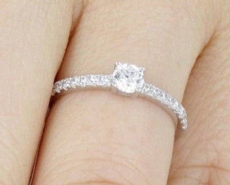 0.25 CT Round Cut CZ Diamond 925 sterling Silver Wedding Engagement Solitaire Band Ring