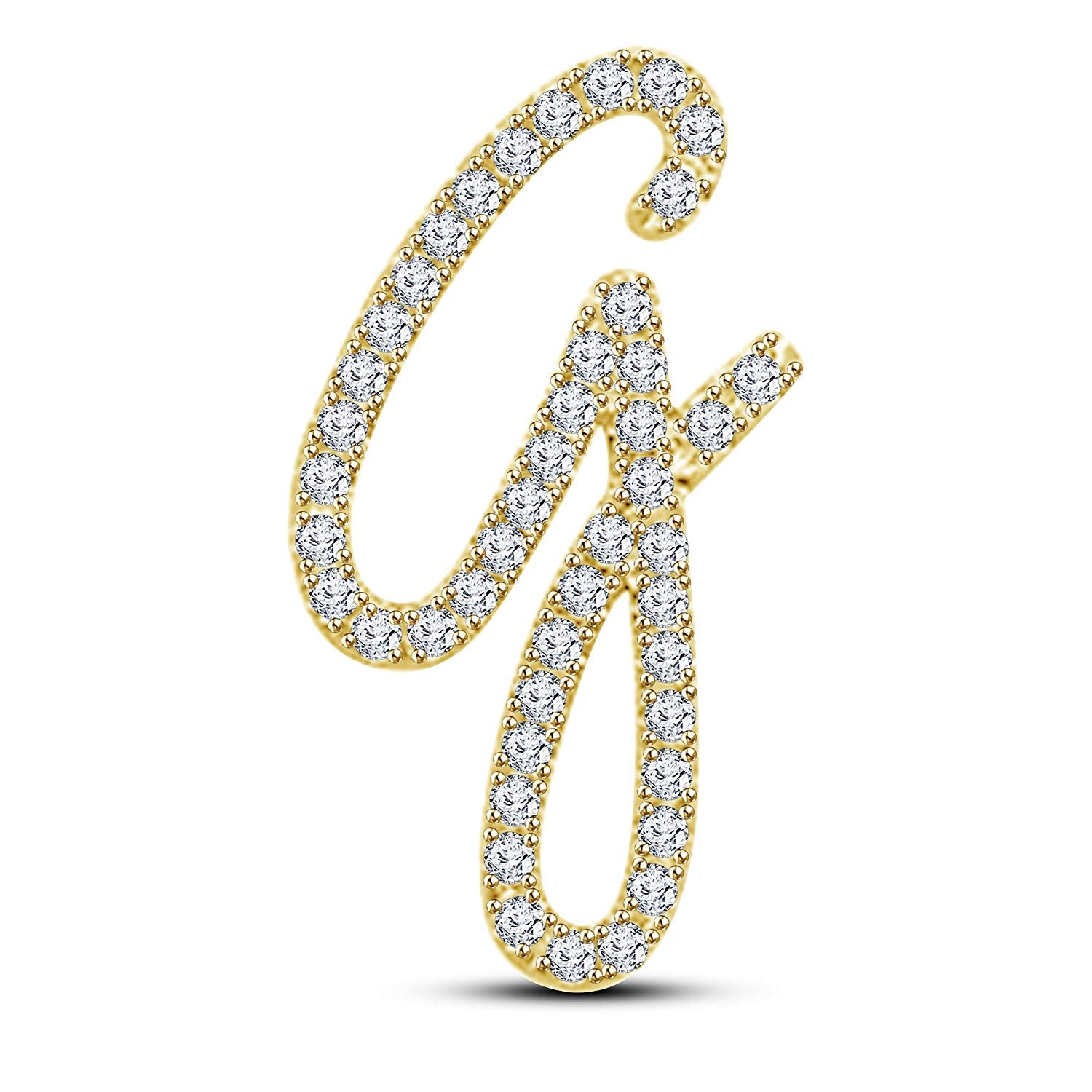 Mothers Day 14K White Gold Over .925 Sterling Silver White Cubic Zirconia Alphabet G Letter Pendant Pave Set - atjewels.in