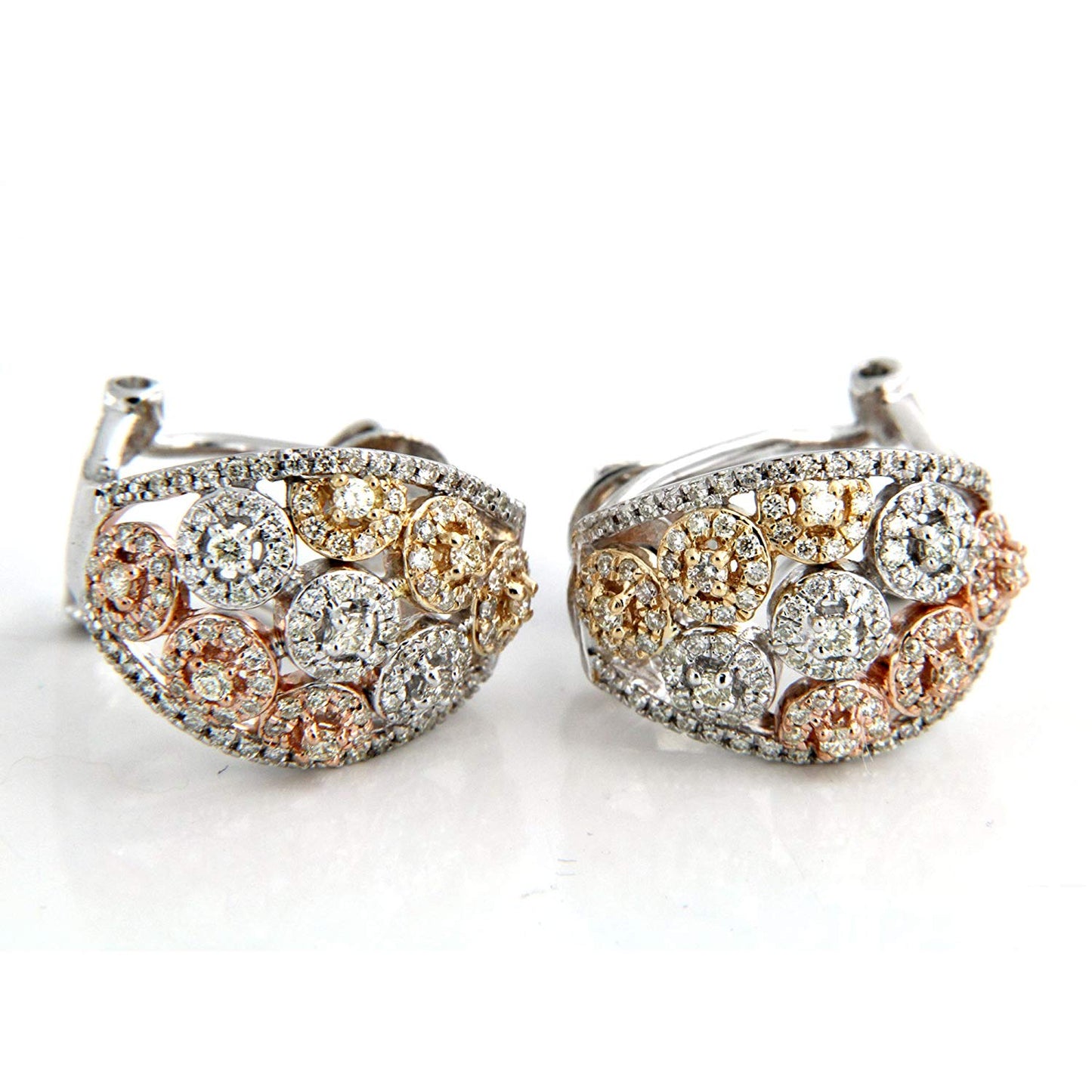 atjewels 14k White Gold Plated 925 Sterling Silver American Diamond Omega Back Hoop Earrings MOTHER'S DAY SPECIAL OFFER - atjewels.in