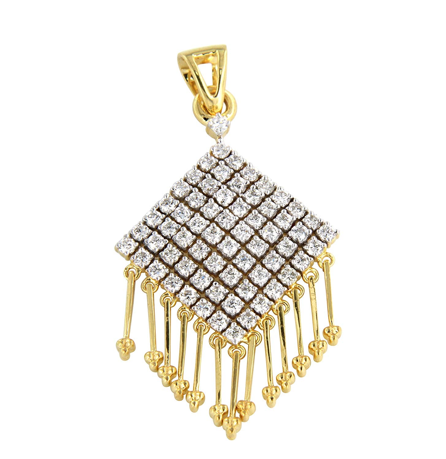 atjewels 14K Yellow Gold Over 925 Sterling Silver White Zirconia Fashion Pendant Without Chain MOTHER'S DAY SPECIAL OFFER - atjewels.in