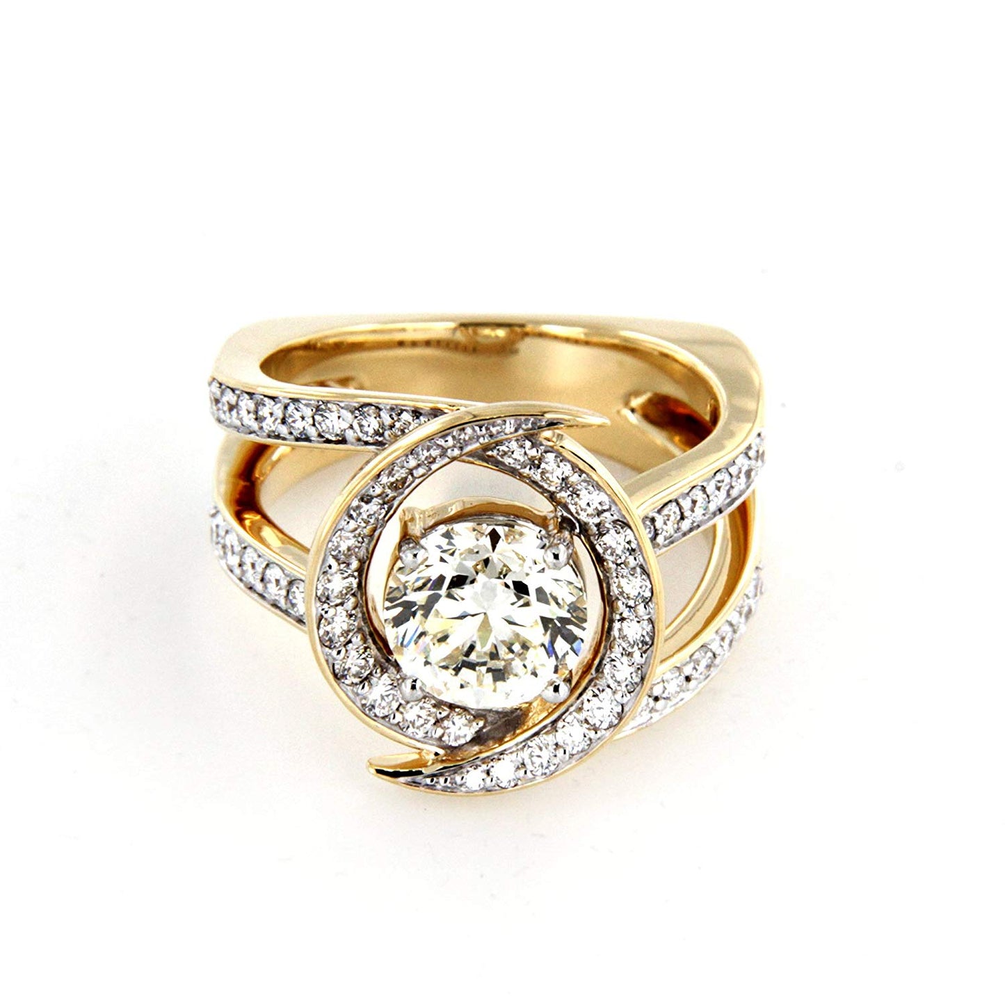 atjewels New 18k Yellow Gold Plated on .925 Sterling Silver Cluster Ring With White Diamond MOTHER'S DAY SPECIAL OFFER - atjewels.in