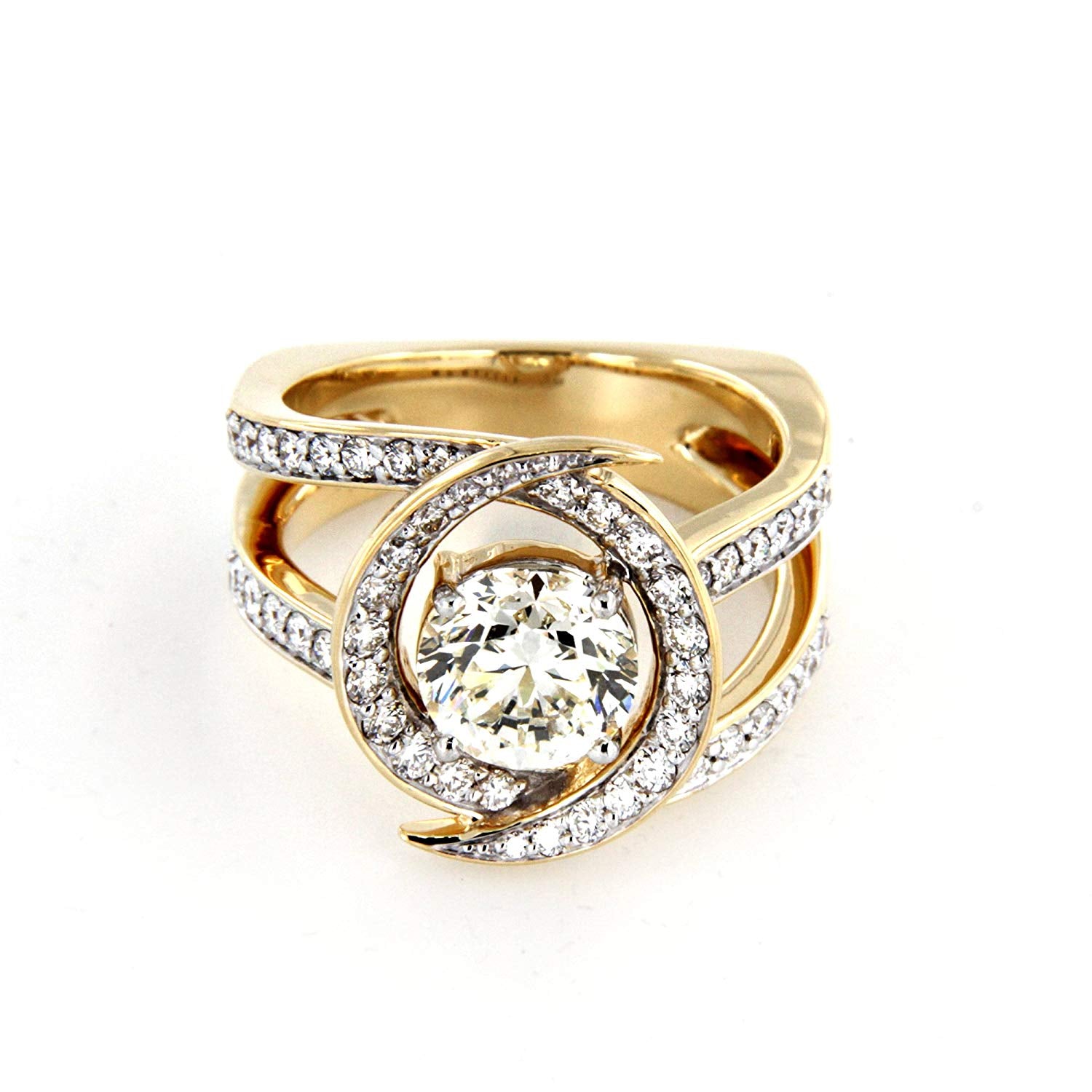 atjewels New 18k Yellow Gold Plated on .925 Sterling Silver Cluster Ring With White Diamond MOTHER'S DAY SPECIAL OFFER - atjewels.in