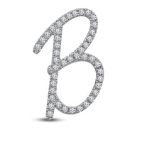 Mothers Day 14K White Gold Over .925 Sterling Silver White Cubic Zirconia Alphabet B Letter Pendant Pave Set - atjewels.in