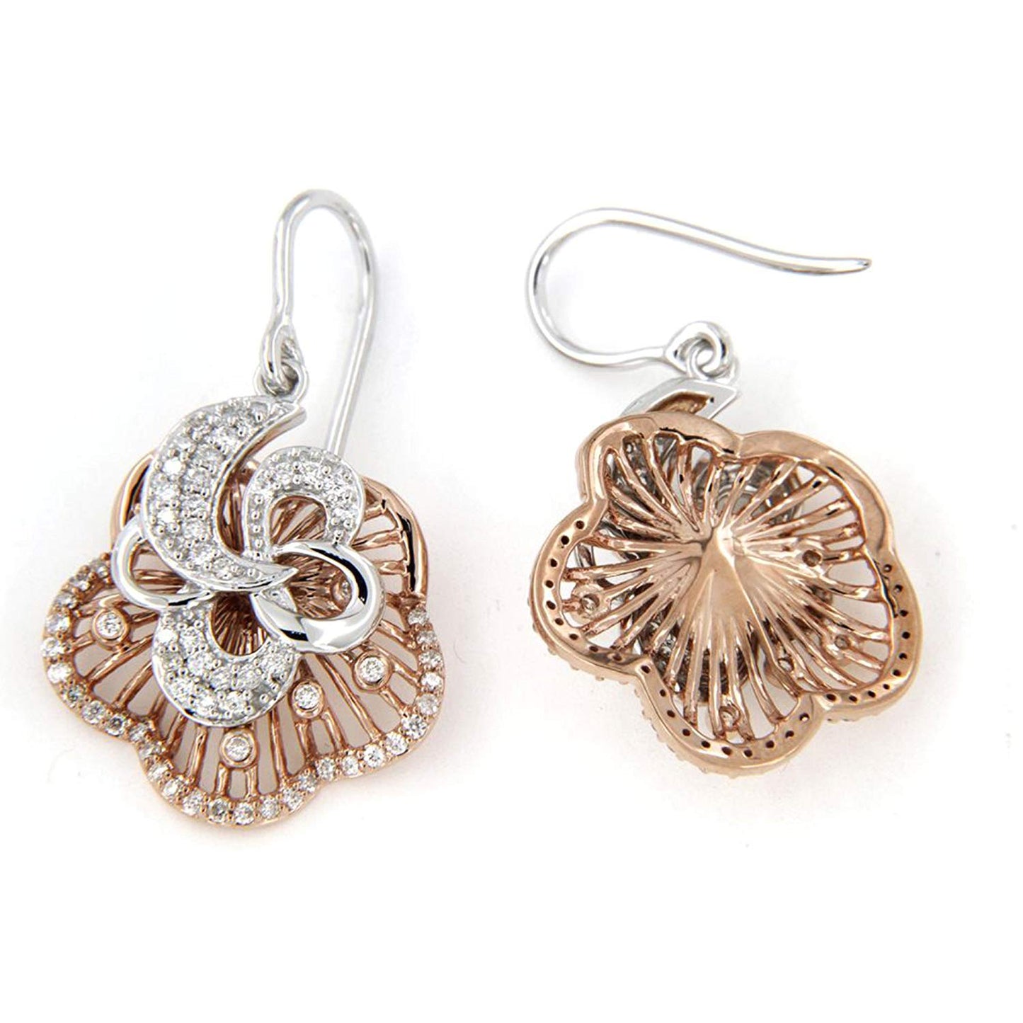 atjewels 18k White and Rose Gold Plated On .925 Sterling Round White CZ Stylish Hoop Earrings For Women's MOTHER'S DAY SPECIAL OFFER - atjewels.in