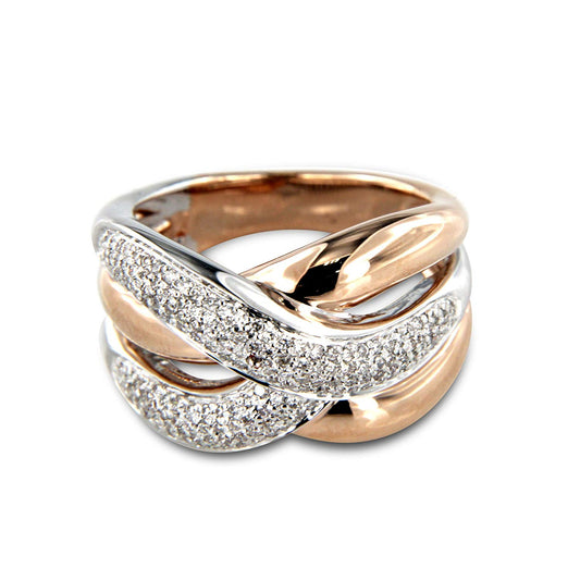 atjewels 14K Two Tone Gold Over .925 Silver Cubic Zirconia Eternity & Wedding Ring For Women's MOTHER'S DAY SPECIAL OFFER - atjewels.in