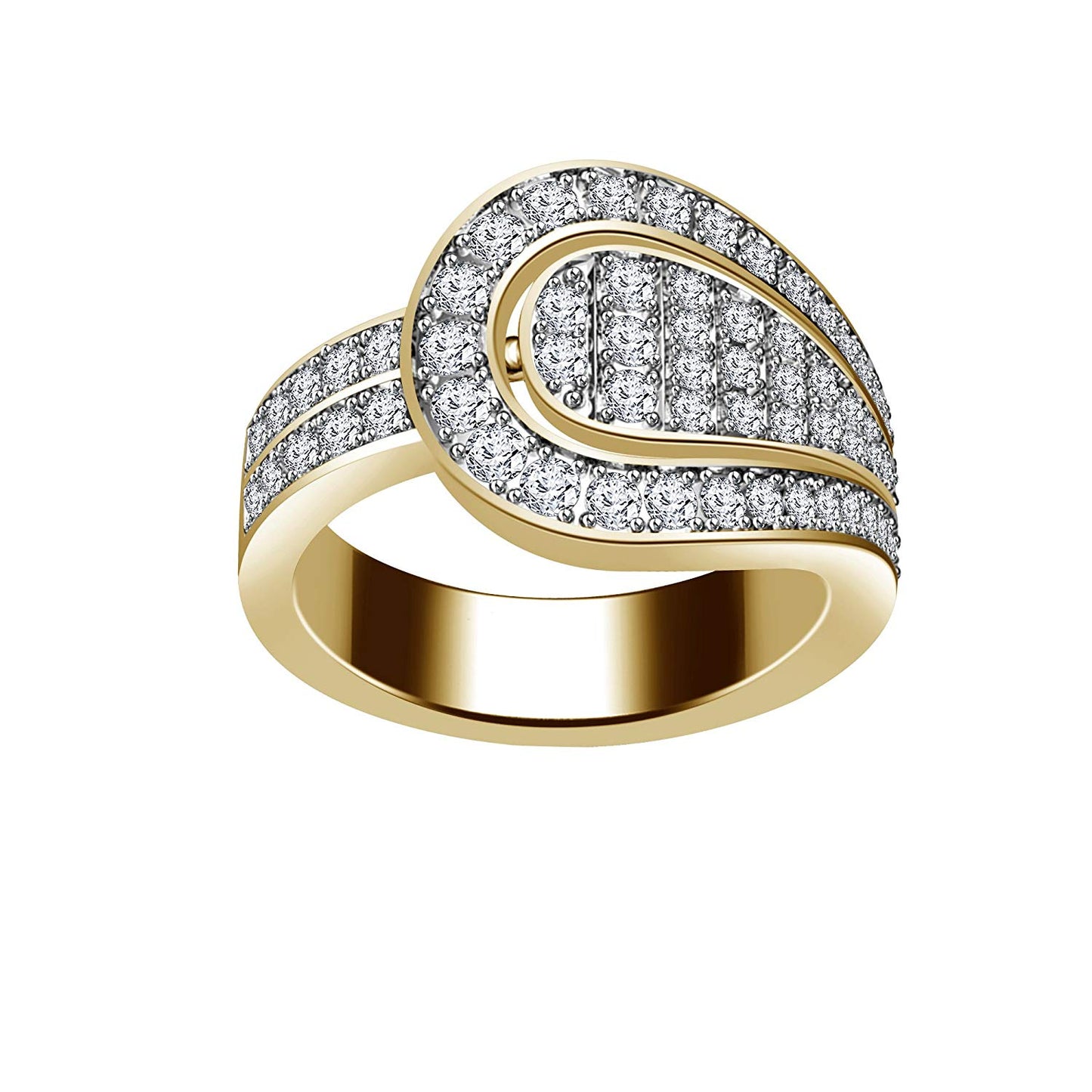 atjewels Round Cut Cubic Zirconia Three-tone Gold Over Sterling Silver Belt Buckle Ring For Women's For Holi Festival Special Offers - atjewels.in