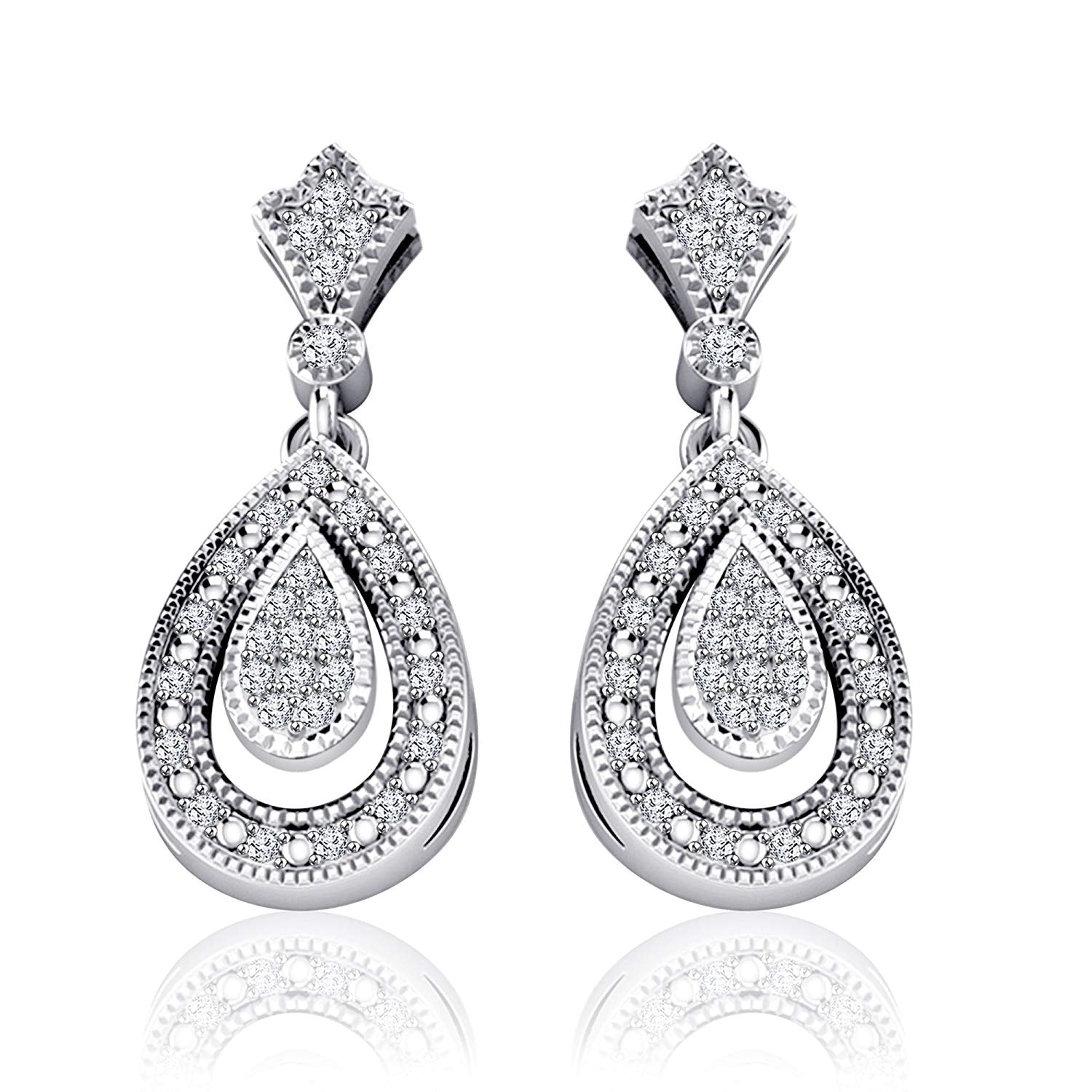 Silver Diamond Drop Earrings outlet