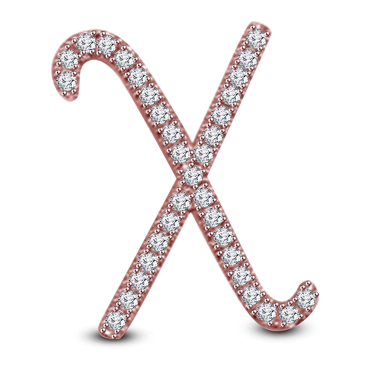 Mothers Day 14K White Gold Over .925 Sterling Silver White Cubic Zirconia Alphabet X Letter Pendant Pave Set - atjewels.in