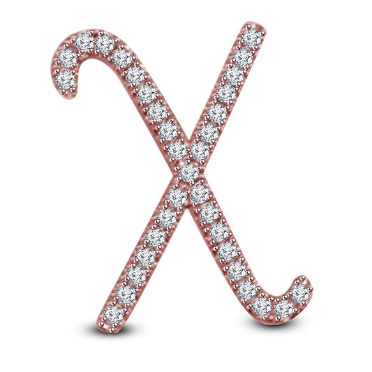Mothers Day 14K White Gold Over .925 Sterling Silver White Cubic Zirconia Alphabet X Letter Pendant Pave Set - atjewels.in