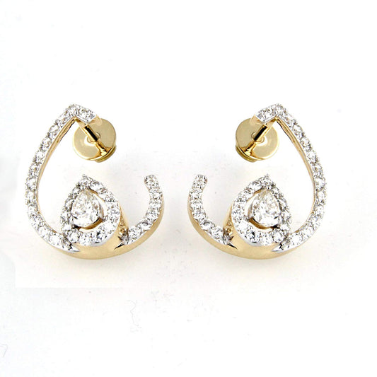 atjewels 18k Yellow Gold Over Sterling Silver White Diamond Fashion Stud Women's Earrings MOTHER'S DAY SPECIAL OFFER - atjewels.in