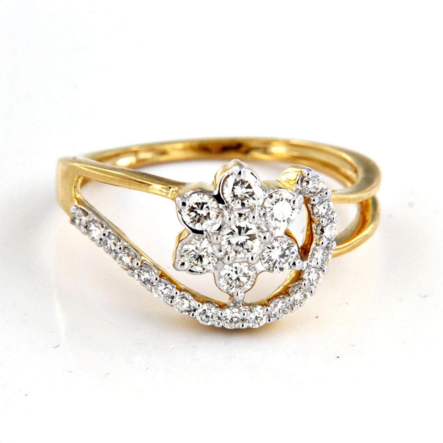 atjewels 14K Gold Over .925 Sterling Silver Round White Simulated Diamond Cluster Ring For Women's MOTHER'S DAY SPECIAL OFFER - atjewels.in