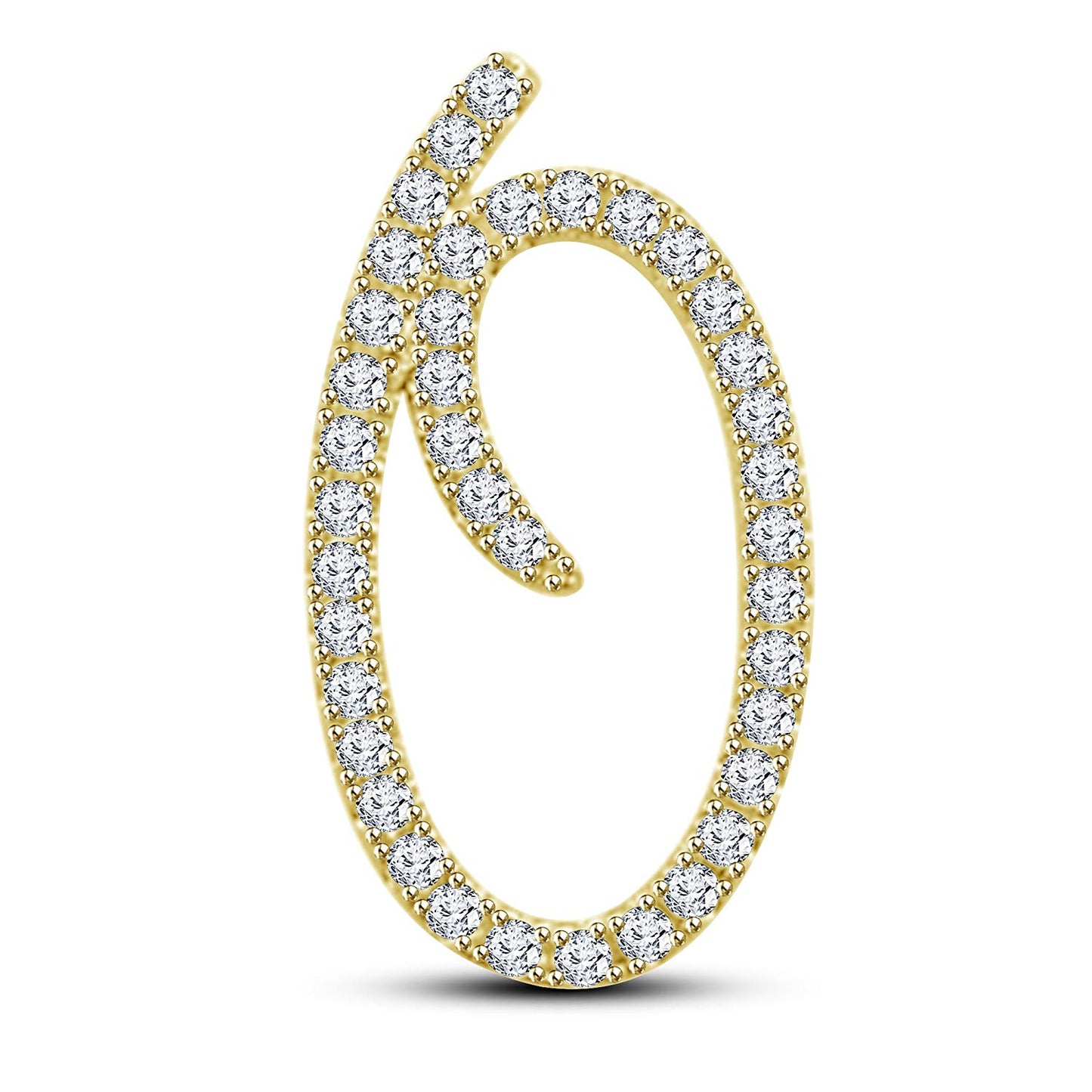 Mothers Day 14K White Gold Over .925 Sterling Silver White Cubic Zirconia Alphabet O Letter Pendant Pave Set - atjewels.in