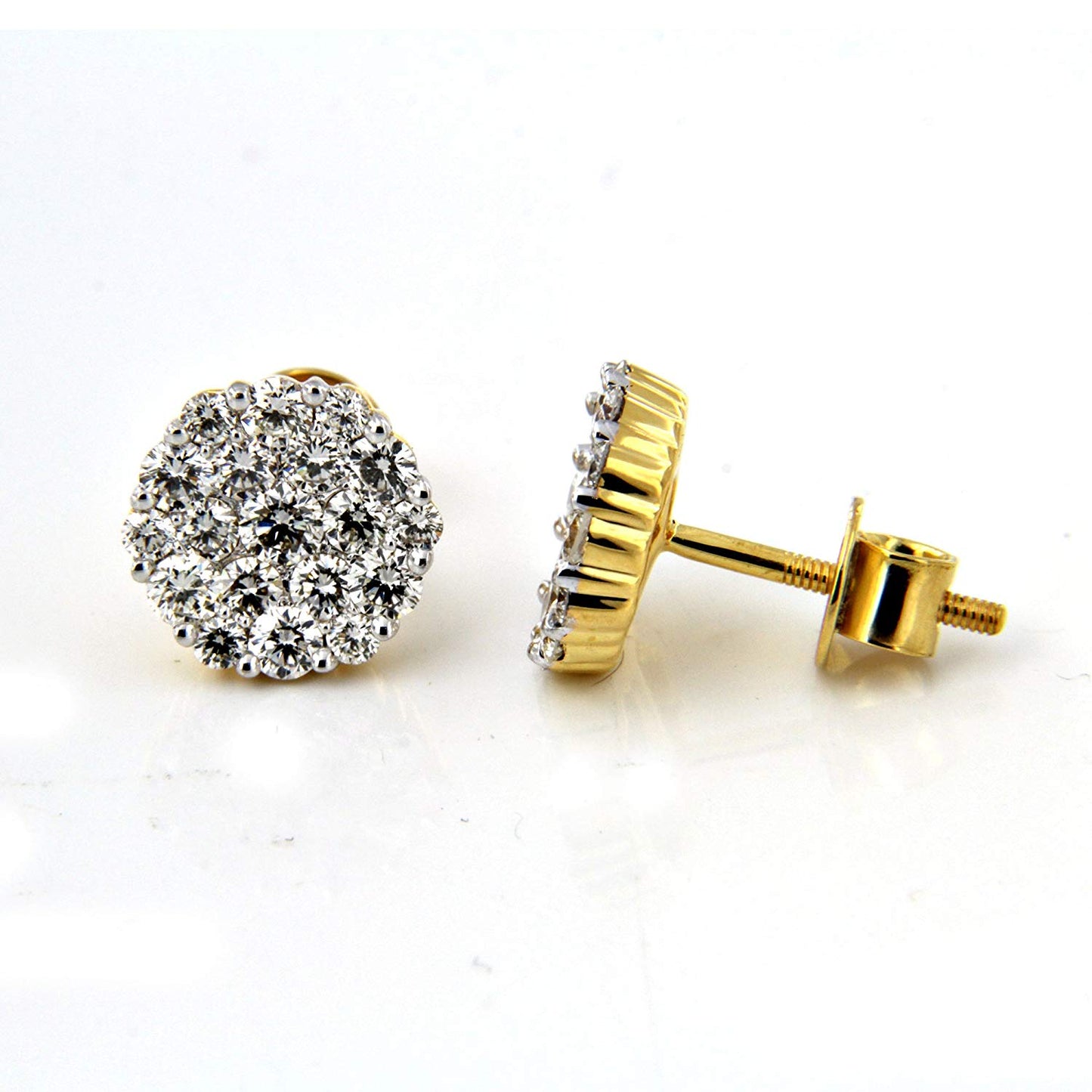 atjewels Women's White Diamond Cluster Stud Earrings in 18k Yellow Gold Plated 925 Sterling Silver MOTHER'S DAY SPECIAL OFFER - atjewels.in