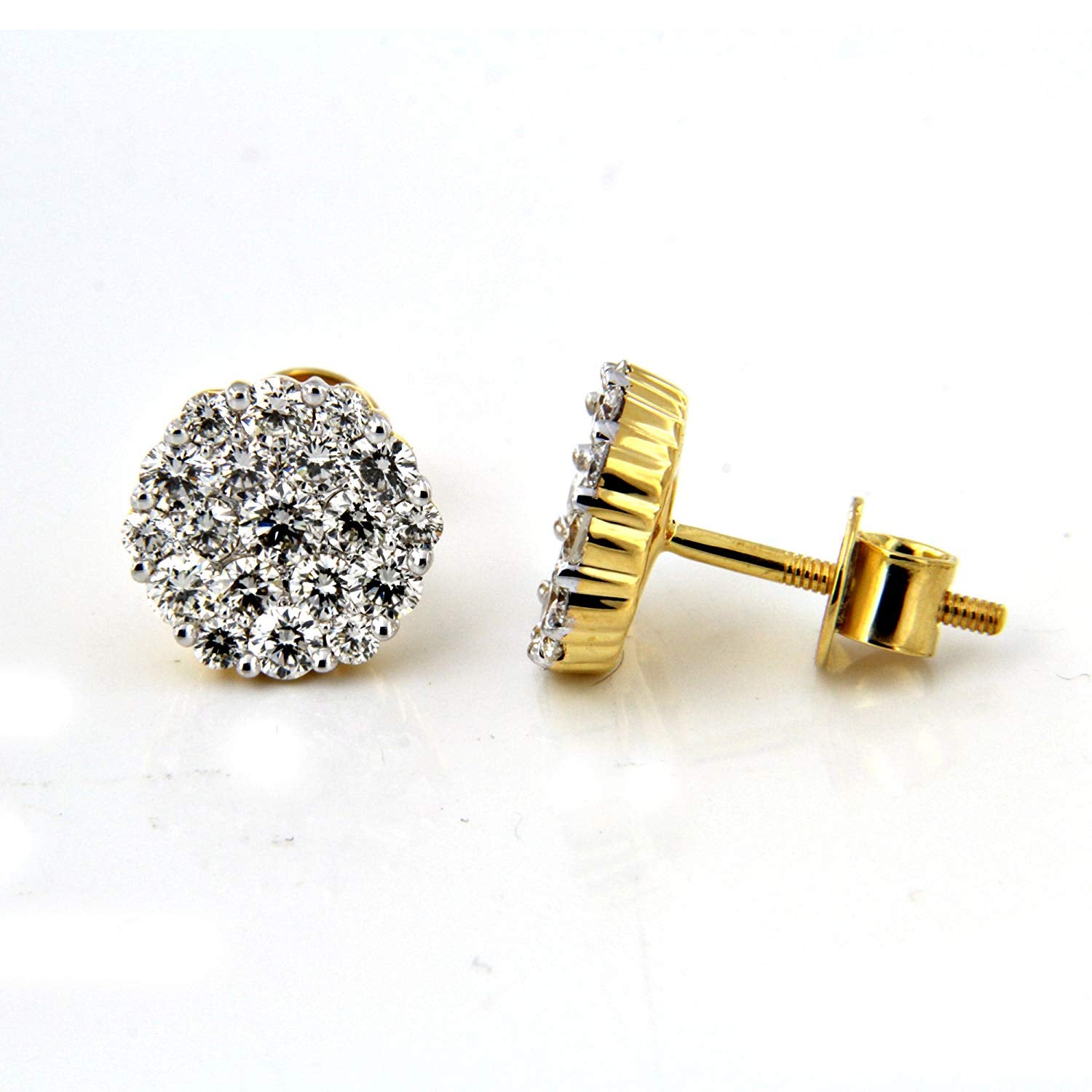 atjewels Women's White Diamond Cluster Stud Earrings in 18k Yellow Gold Plated 925 Sterling Silver MOTHER'S DAY SPECIAL OFFER - atjewels.in