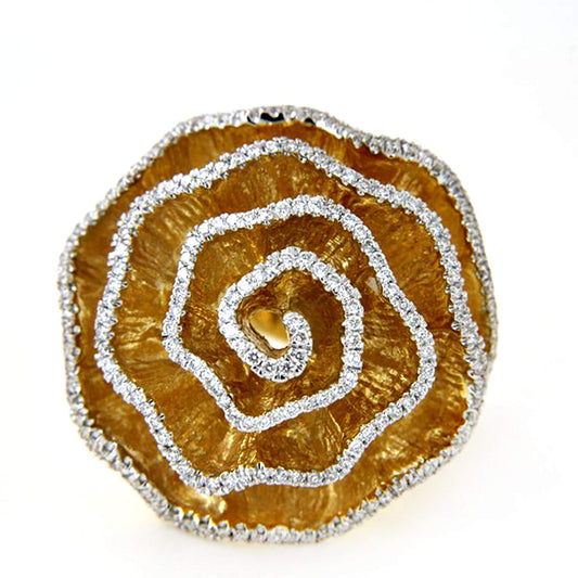 atjewels 18K Yellow Gold Over .925 Sterling Silver Round White CZ Cocktail Flower Ring For Women MOTHER'S DAY SPECIAL OFFER - atjewels.in