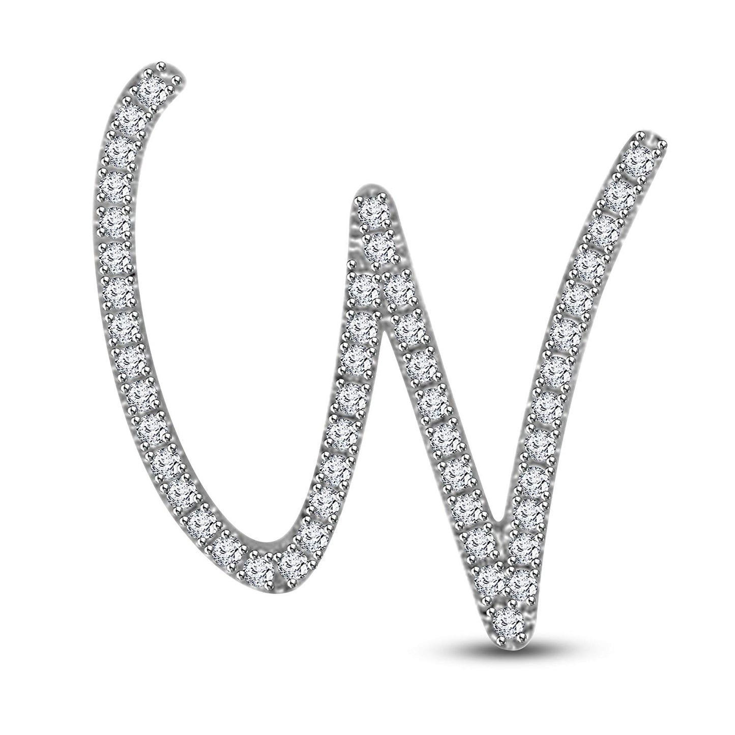 Mothers Day 14K Rose Gold Over .925 Sterling Silver White Cubic Zirconia Alphabet W Letter Pendant Pave Set - atjewels.in