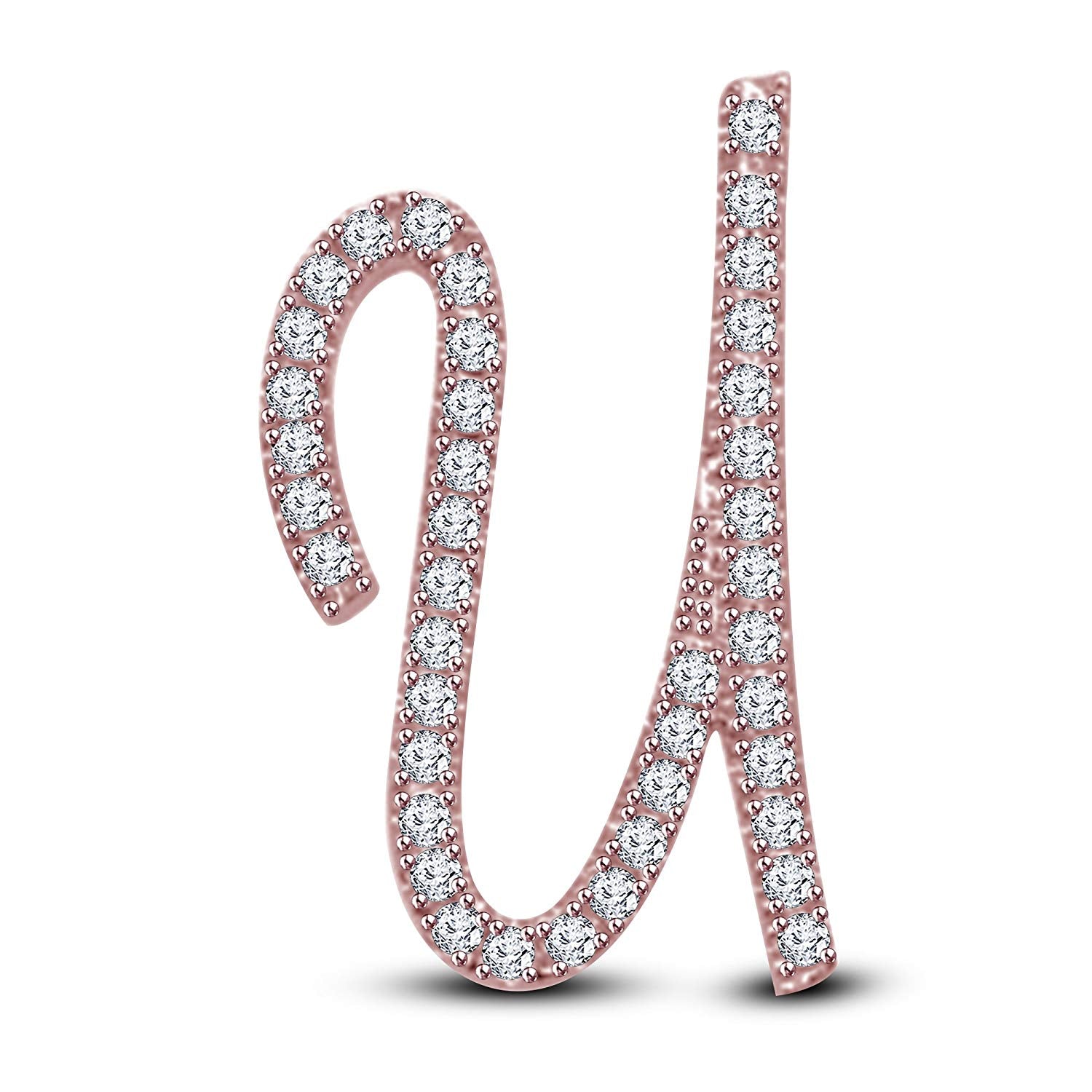 Mothers Day 14K Yellow Gold Over .925 Sterling Silver White Cubic Zirconia Alphabet U Letter Pendant Pave Set - atjewels.in