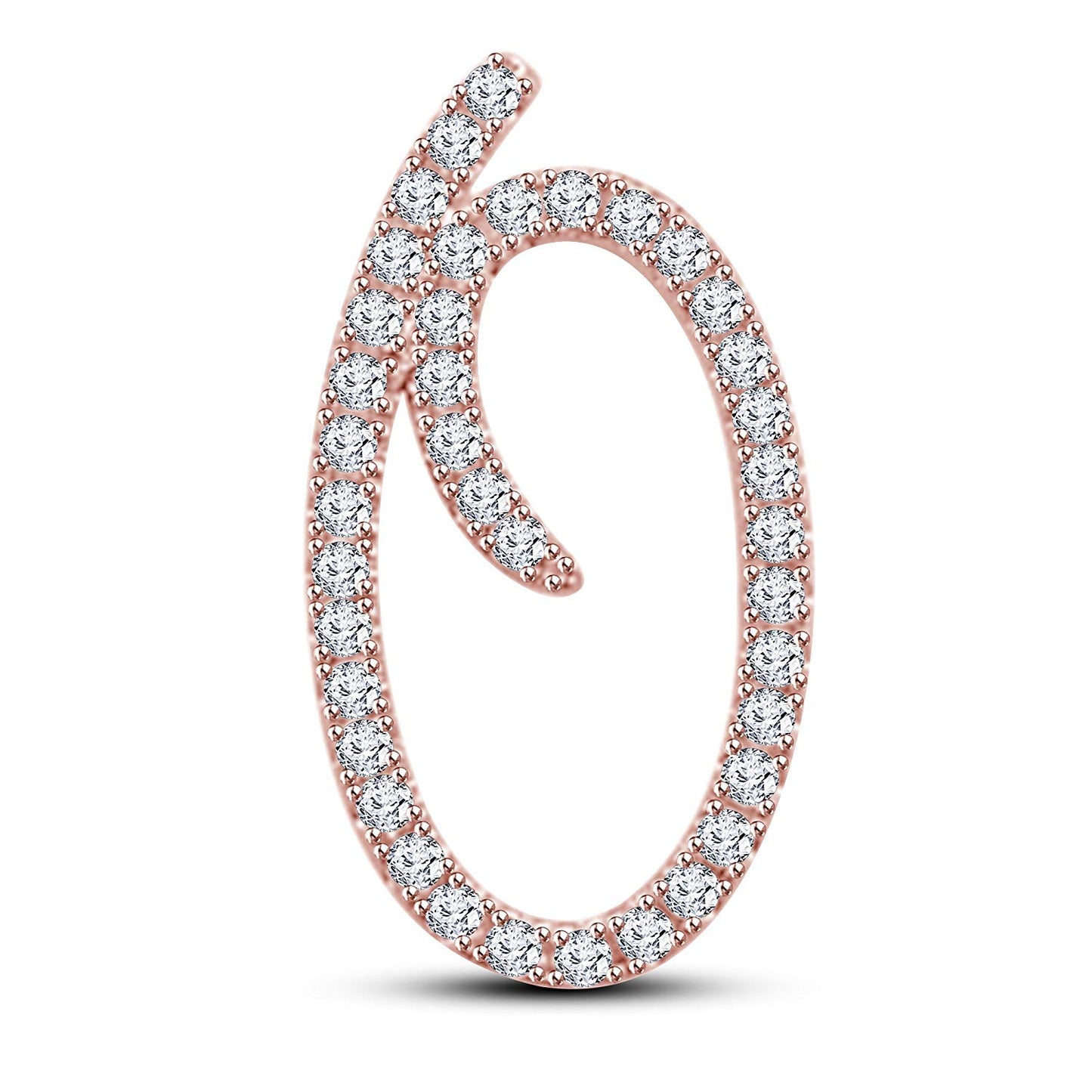 Mothers Day 14K White Gold Over .925 Sterling Silver White Cubic Zirconia Alphabet O Letter Pendant Pave Set - atjewels.in