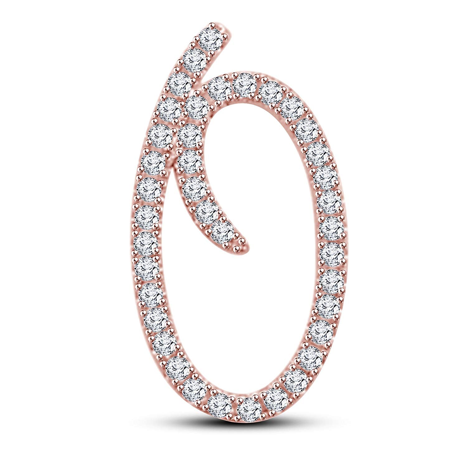 Mothers Day 14K White Gold Over .925 Sterling Silver White Cubic Zirconia Alphabet O Letter Pendant Pave Set - atjewels.in