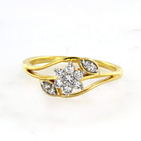 atjewels 18K Yellow Gold Plated On 925 Sterling Silver Round White CZ Flower Ring MOTHER'S DAY SPECIAL OFFER - atjewels.in