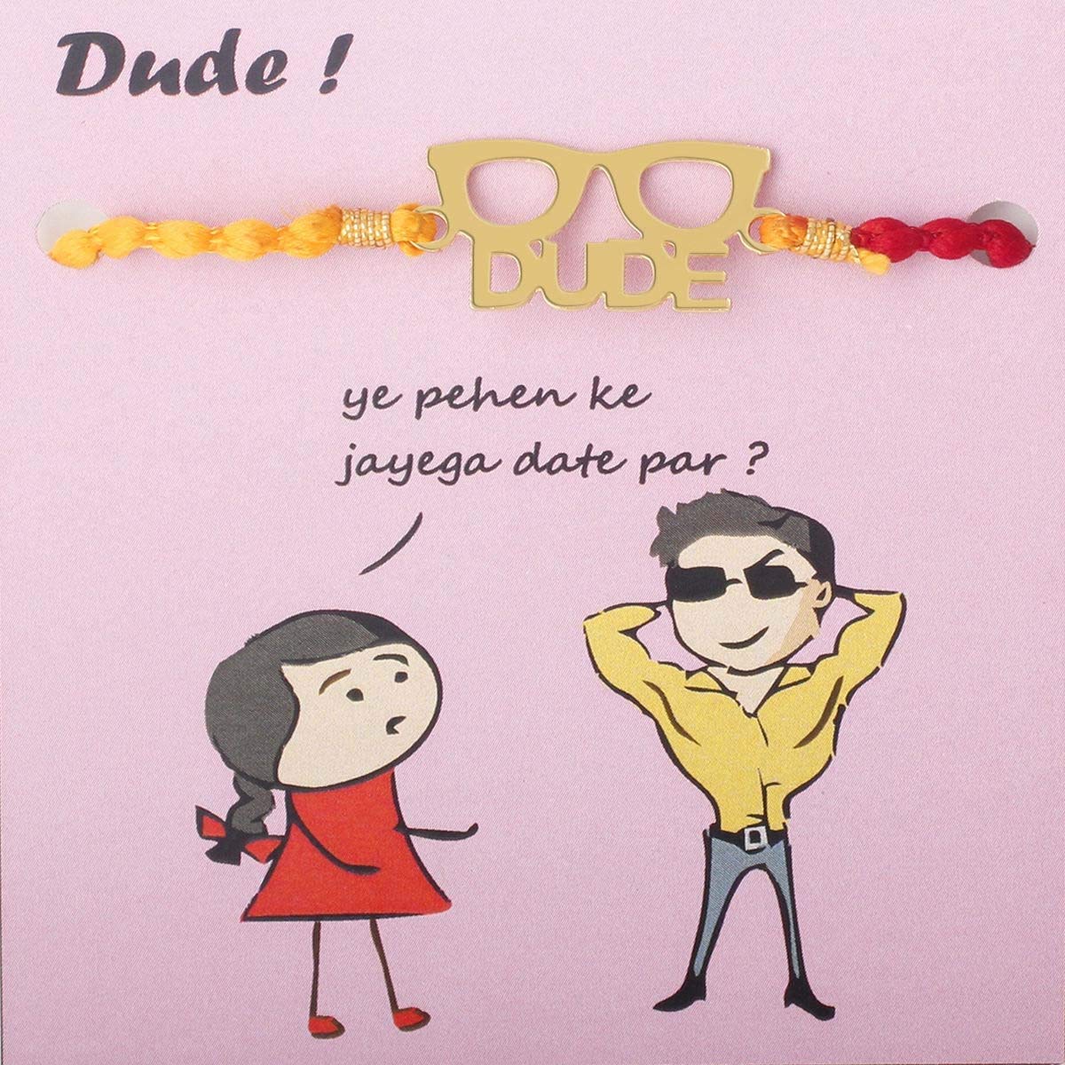 atjewels 14K Yellow Gold Over .925 Sterling Silver DUDE Rakhi MOTHER'S DAY SPECIAL OFFER - atjewels.in