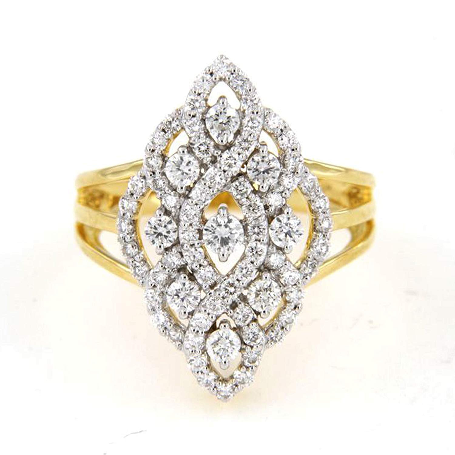 atjewels 18K Yellow Gold Over 925 Sterling Round White CZ Split Shank Engagement Ring For Free Sizing MOTHER'S DAY SPECIAL OFFER - atjewels.in