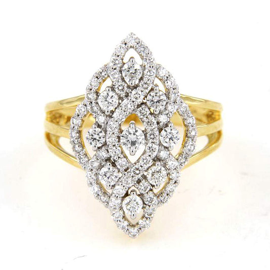 atjewels 18K Yellow Gold Over 925 Sterling Round White CZ Split Shank Engagement Ring For Free Sizing MOTHER'S DAY SPECIAL OFFER - atjewels.in