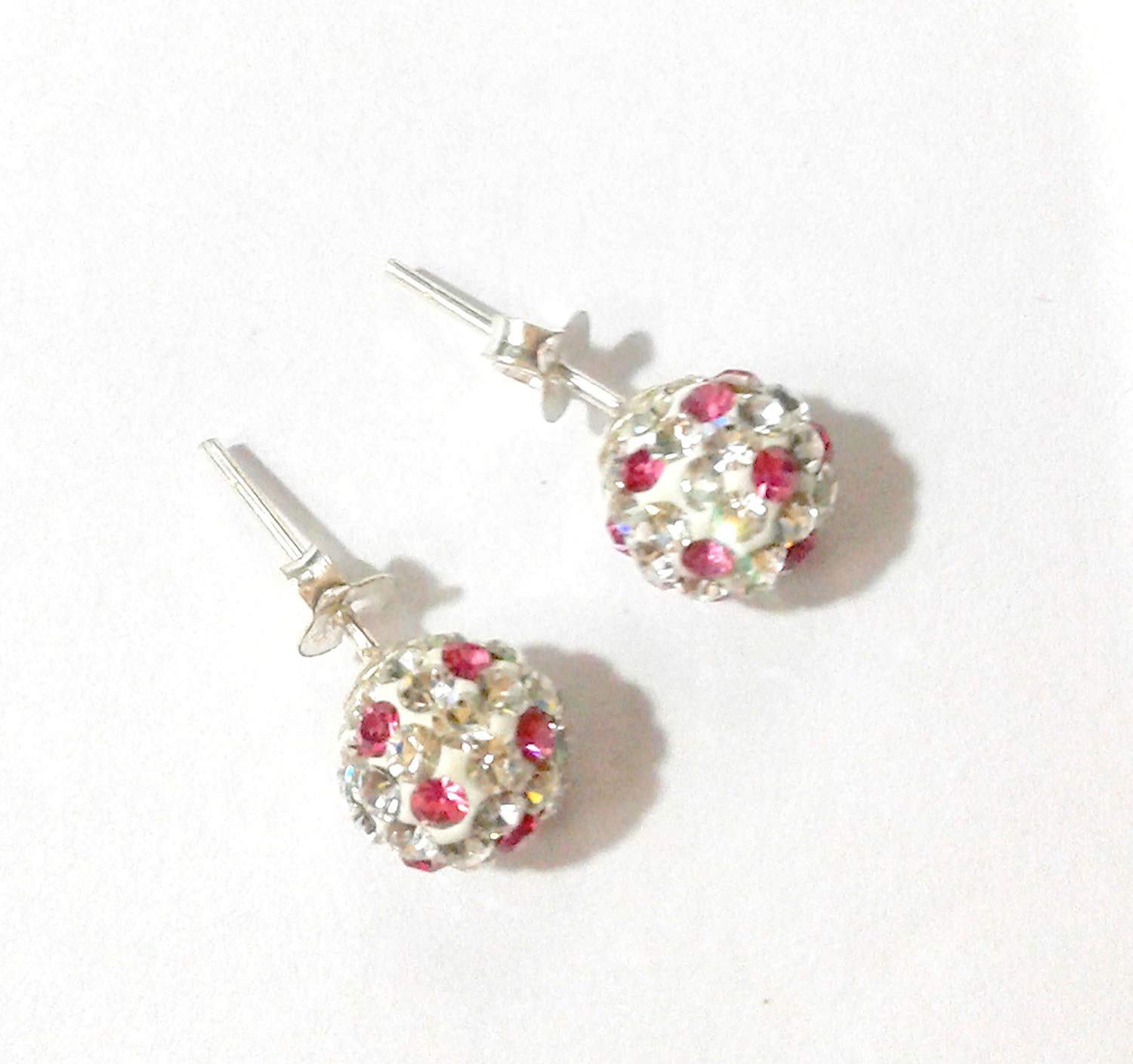 atjewels Round Cut Crystal Sterling Silver Pave Ball Stud Earrings, 8MM Crystal Fireball Disco Ball Earrings 1 Pair For Girl's and Women's Fancy Party Wear EarringsMOTHER'S DAY SPECIAL OFFER - atjewels.in