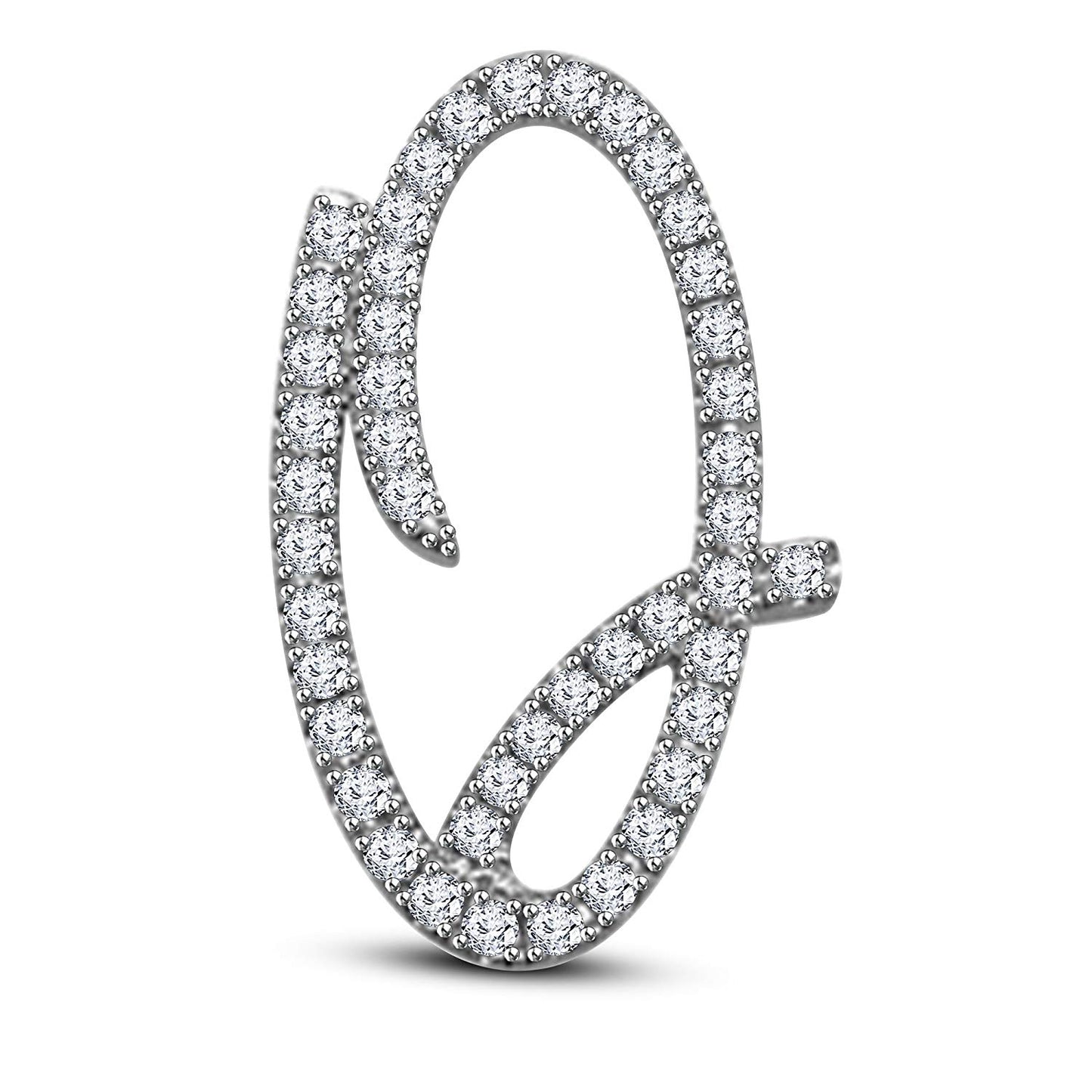 Mothers Day 14K White Gold Over .925 Sterling Silver White Cubic Zirconia Alphabet Q Letter Pendant Pave Set - atjewels.in