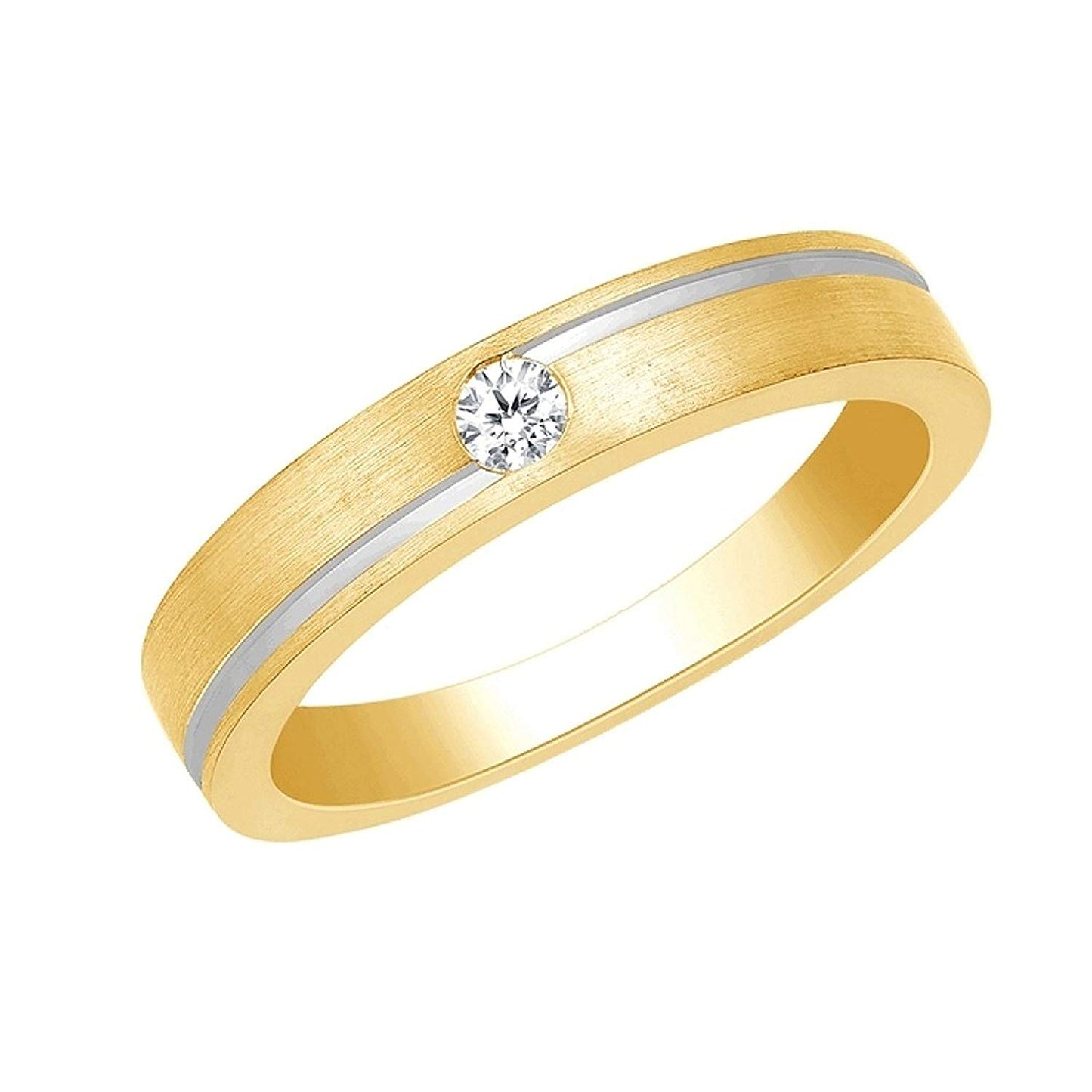atjewels 14K Yellow and White Gold Over 925 Sterling Round White Zirconia Solitaire Engagement Ring MOTHER'S DAY SPECIAL OFFER - atjewels.in
