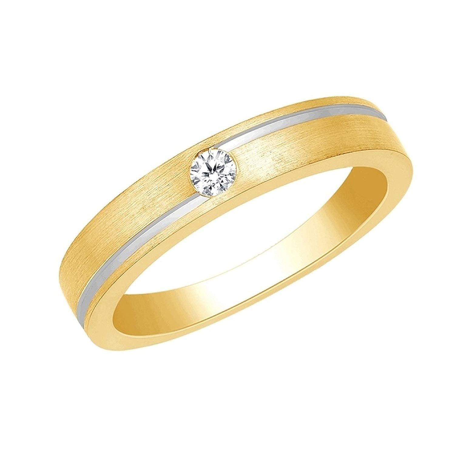 atjewels 14K Yellow and White Gold Over 925 Sterling Round White Zirconia Solitaire Engagement Ring MOTHER'S DAY SPECIAL OFFER - atjewels.in