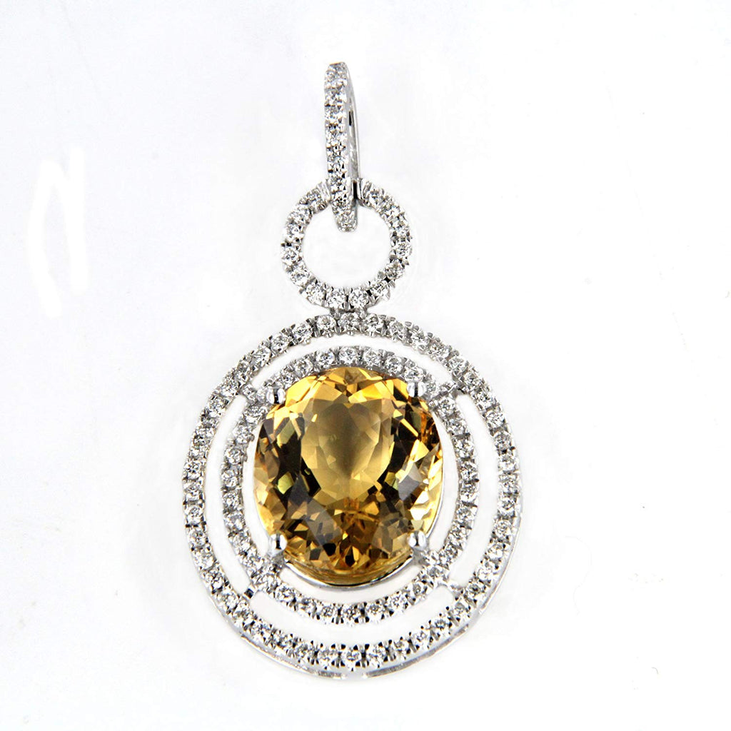 atjewels 14K White Gold Over .925 Sterling Silver Oval Shape Citrine Pendant for Women MOTHER'S DAY SPECIAL OFFER - atjewels.in