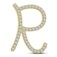 atjewels Mothers Day 14K Yellow Gold Over .925 Sterling Silver White Cubic Zirconia Alphabet R Letter Pendant Pave Set MOTHER'S DAY SPECIAL OFFER - atjewels.in