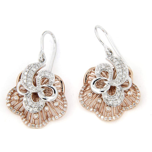 atjewels 18k White and Rose Gold Plated On .925 Sterling Round White CZ Stylish Hoop Earrings For Women's MOTHER'S DAY SPECIAL OFFER - atjewels.in