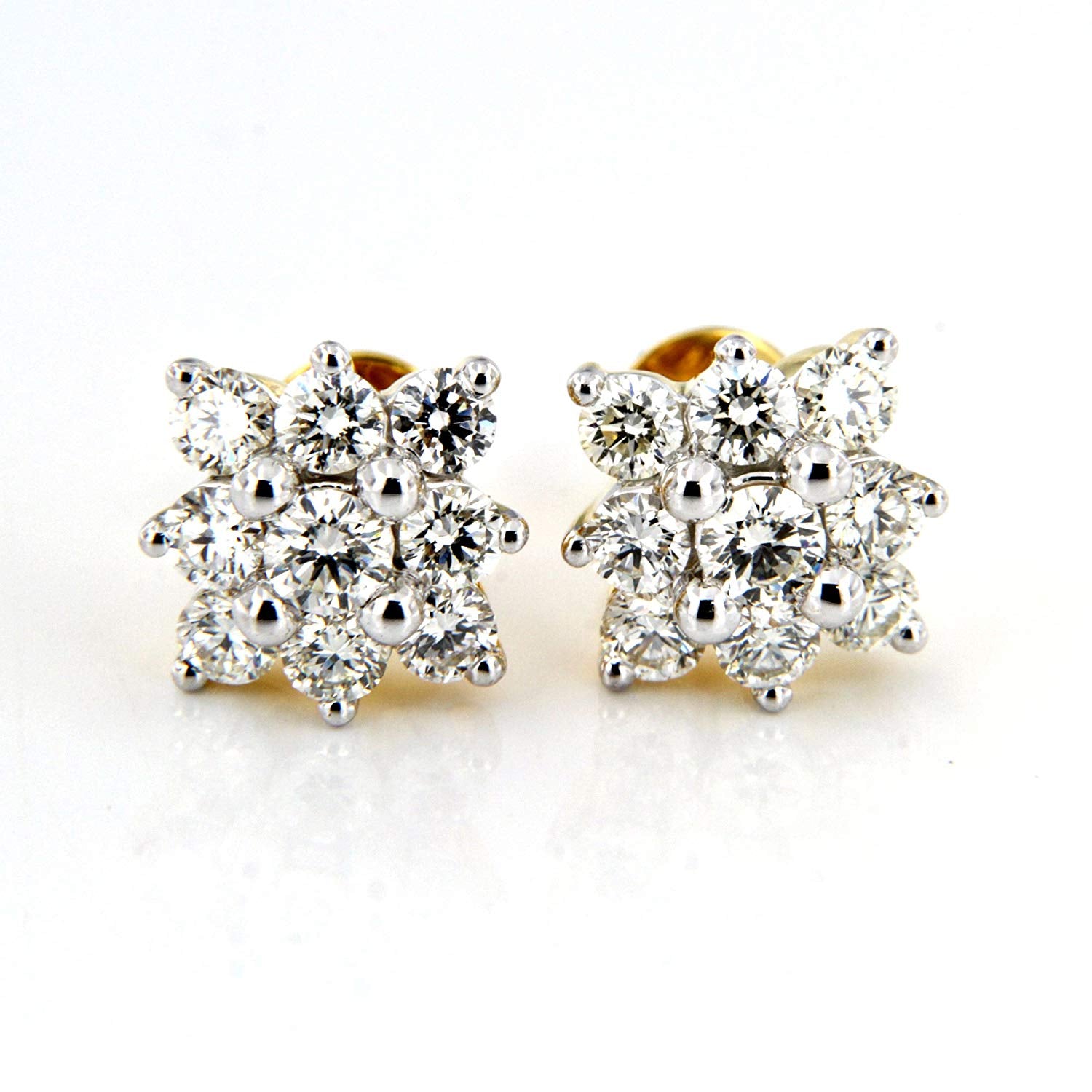 atjewels Women's 18k Yellow Gold Plated 925 Sterling Silver Daily Use Cluster Stud Earrings With White CZ MOTHER'S DAY SPECIAL OFFER - atjewels.in