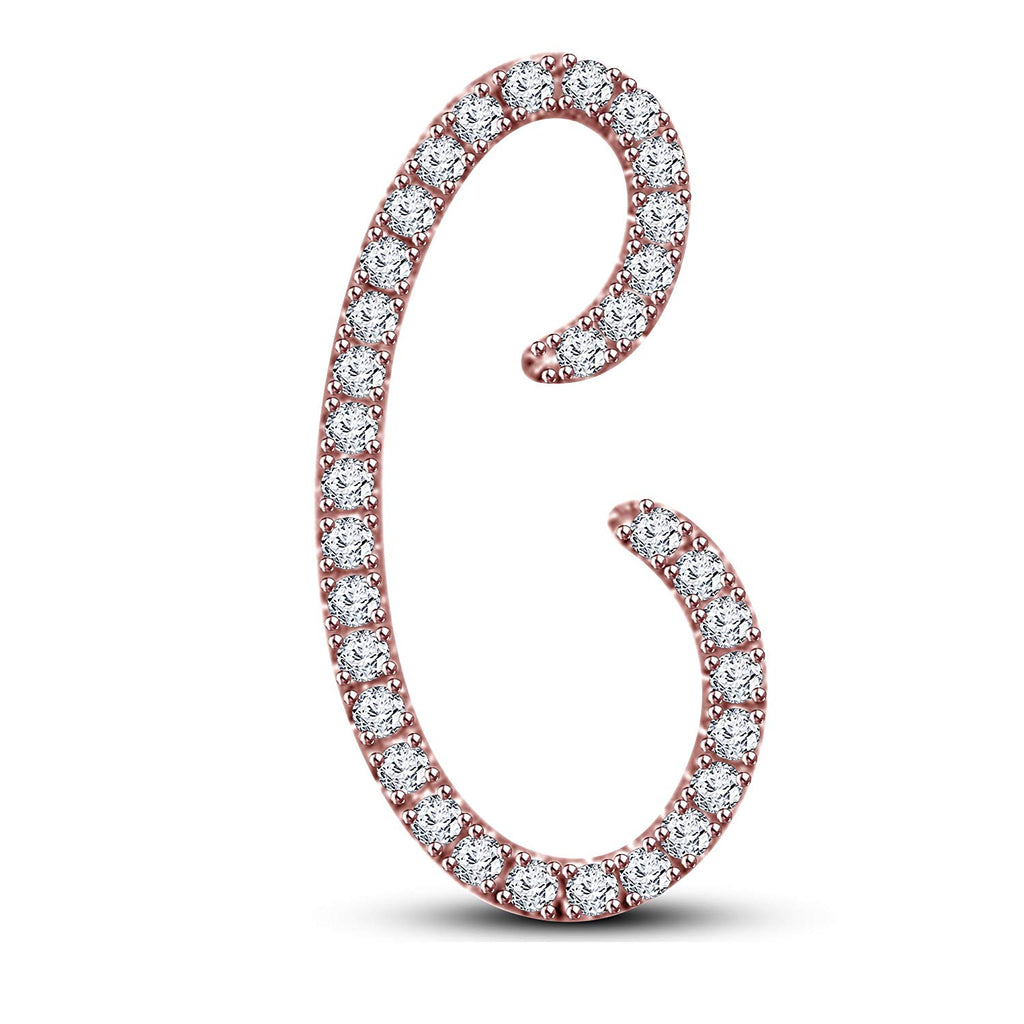 atjewels Mothers Day 14K Rose Gold Over .925 Sterling Silver White Cubic Zirconia Alphabet C Letter Pendant Pave Set MOTHER'S DAY SPECIAL OFFER - atjewels.in