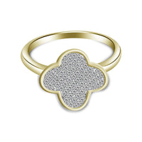 atjewels 14K Yellow Gold Plated On 925 Silver Round White CZ Flower Fancy Ring MOTHER'S DAY SPECIAL OFFER - atjewels.in