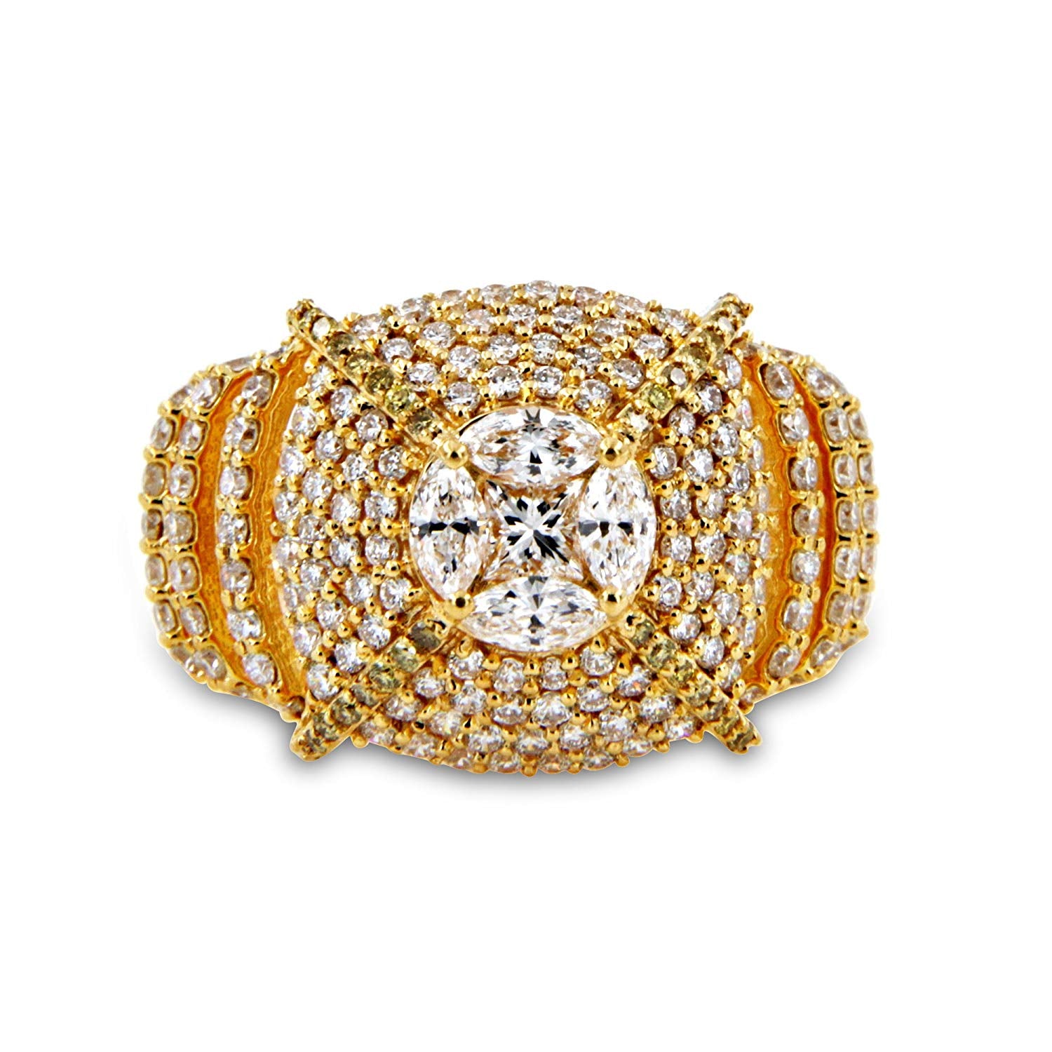 atjewels White Cubic Zirconia Round Cut 18K Yellow Gold Over .925 Sterling Silver Engagement Ring MOTHER'S DAY SPECIAL OFFER - atjewels.in