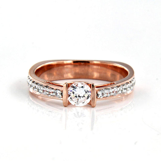 atjewels Solid .925 Sterling Silver Round White CZ Solitaire W/Accent Engagement Ring For Women's MOTHER'S DAY SPECIAL OFFER - atjewels.in