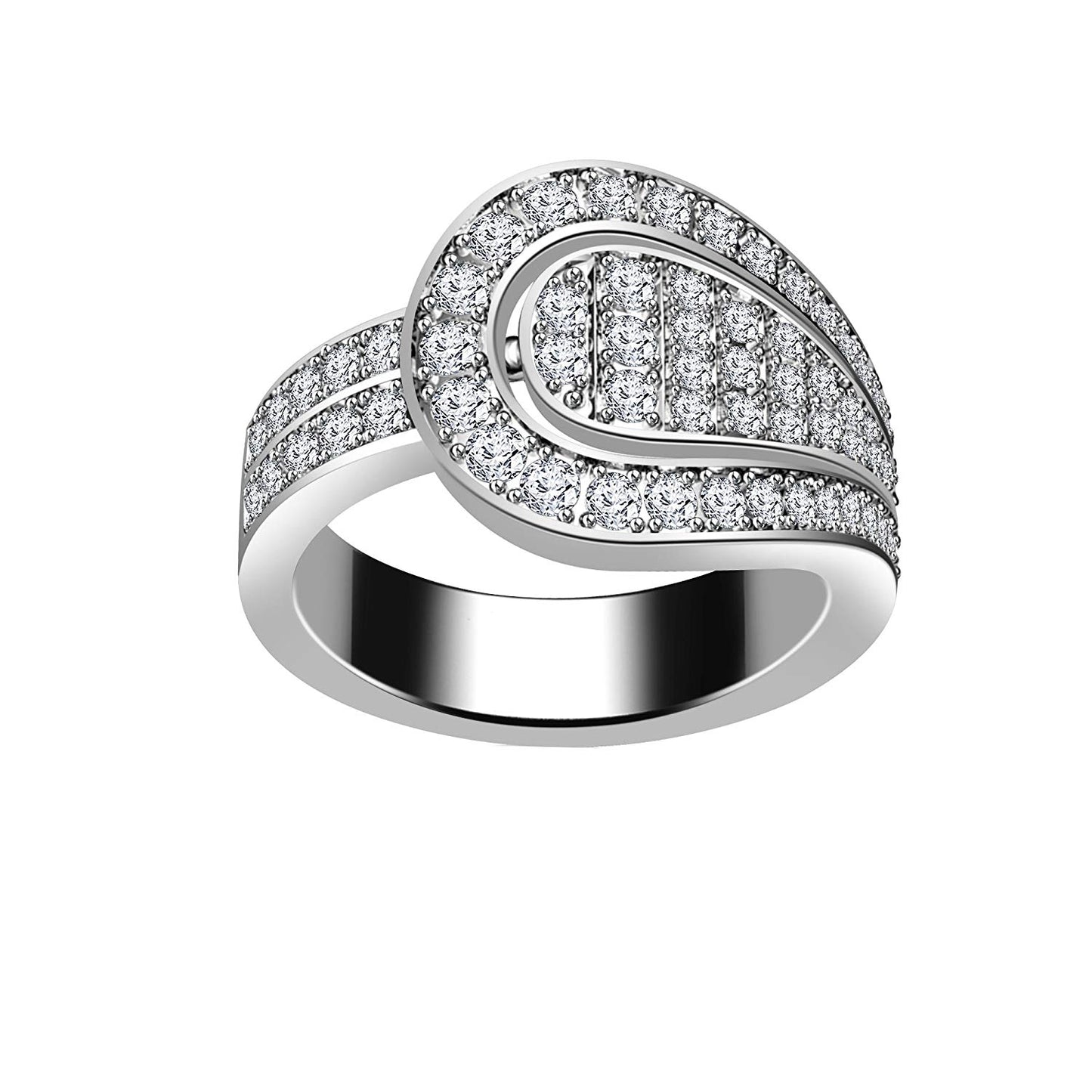 atjewels Round Cut Cubic Zirconia Three-tone Gold Over Sterling Silver Belt Buckle Ring For Women's For Holi Festival Special Offers - atjewels.in