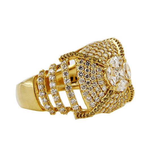 atjewels White Cubic Zirconia Round Cut 18K Yellow Gold Over .925 Sterling Silver Engagement Ring MOTHER'S DAY SPECIAL OFFER - atjewels.in