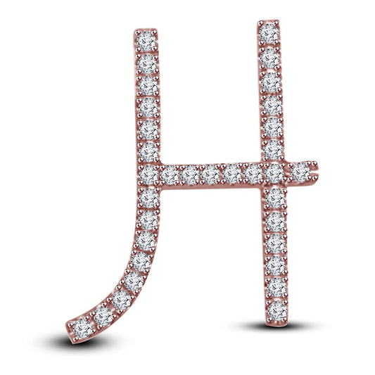 Mothers Day 14K Yellow Gold Over .925 Sterling Silver White Cubic Zirconia Alphabet H Letter Pendant Pave Set - atjewels.in