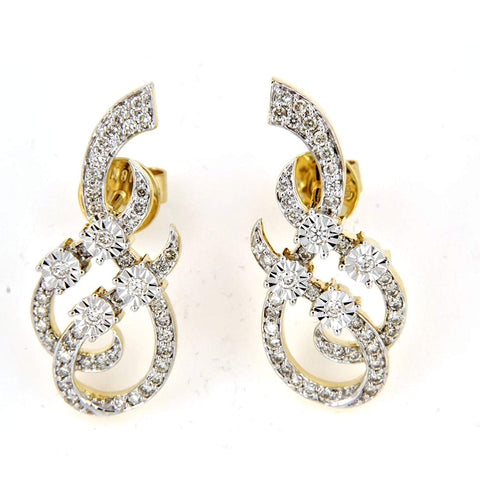 atjewels 18k Yellow Gold Plated 925 Sterling Silver White Diamond Fashion Stud Earrings MOTHER'S DAY SPECIAL OFFER - atjewels.in