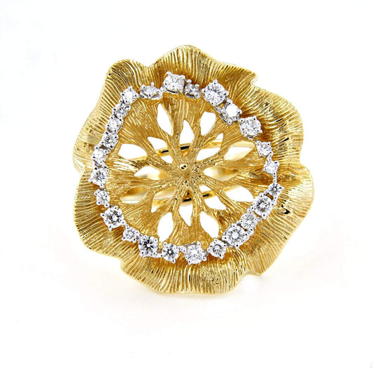 atjewels 18K Yellow Gold Over .925 Sterling Silver Round White Cubic Zircon Cocktail Flower Ring For Women MOTHER'S DAY SPECIAL OFFER - atjewels.in